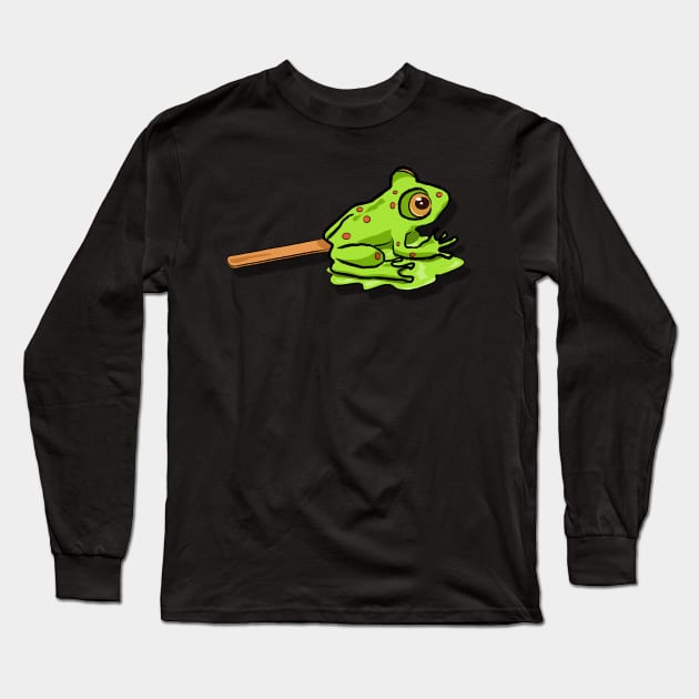 Adorable Green Frog Lollipop - Playful Candy Design Long Sleeve T-Shirt by Fun Funky Designs